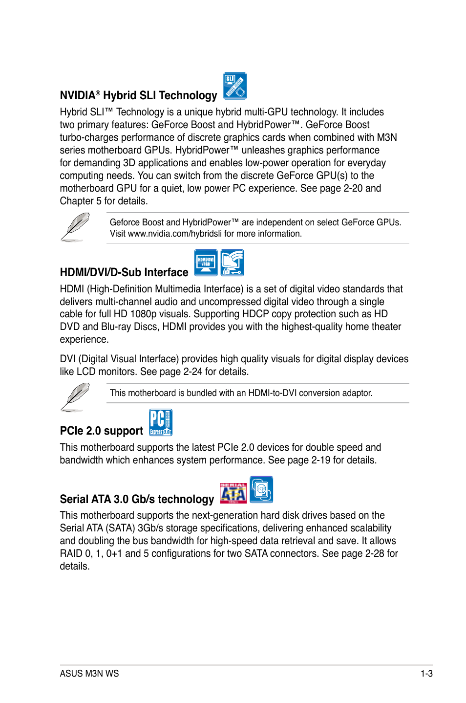Asus M3N WS User Manual | Page 19 / 162