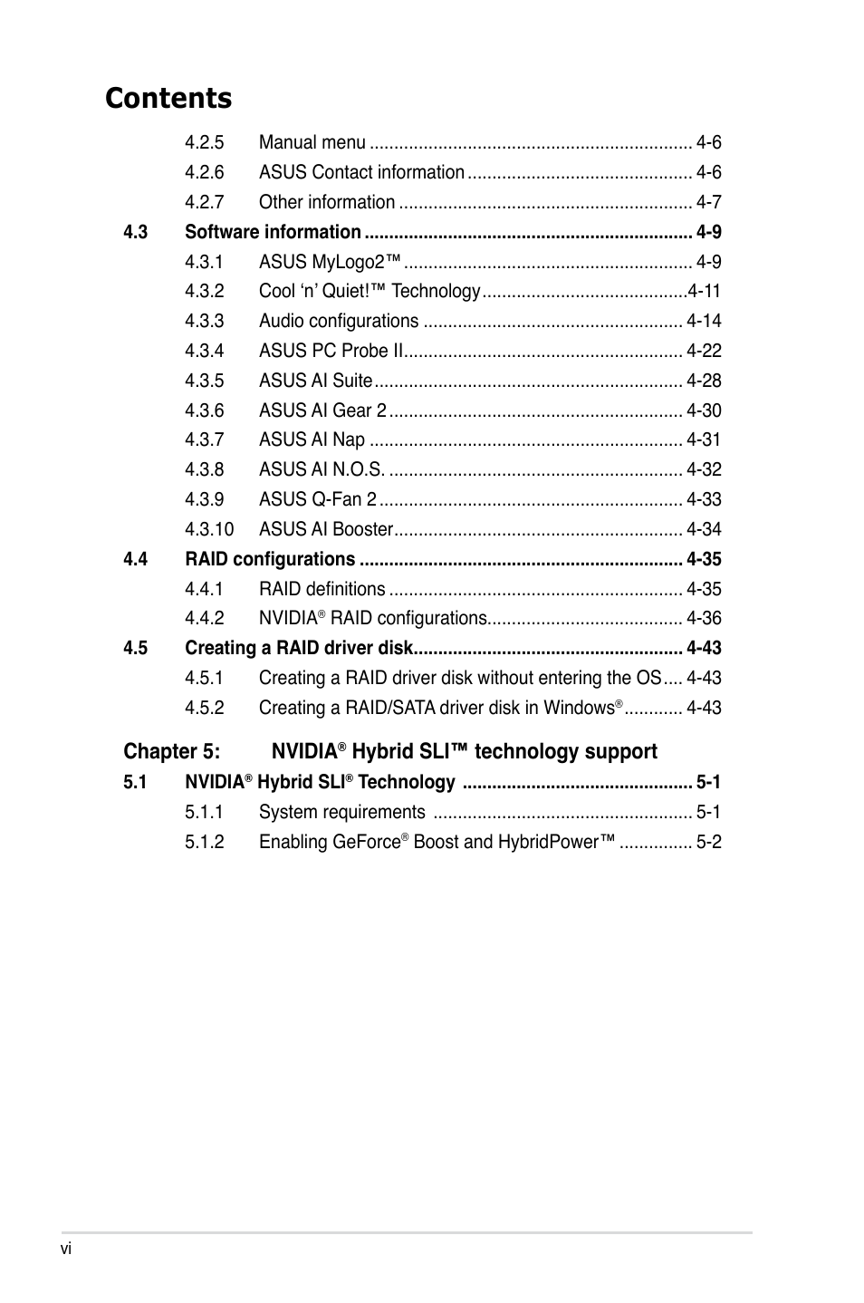 Asus M3N WS User Manual | Page 6 / 162