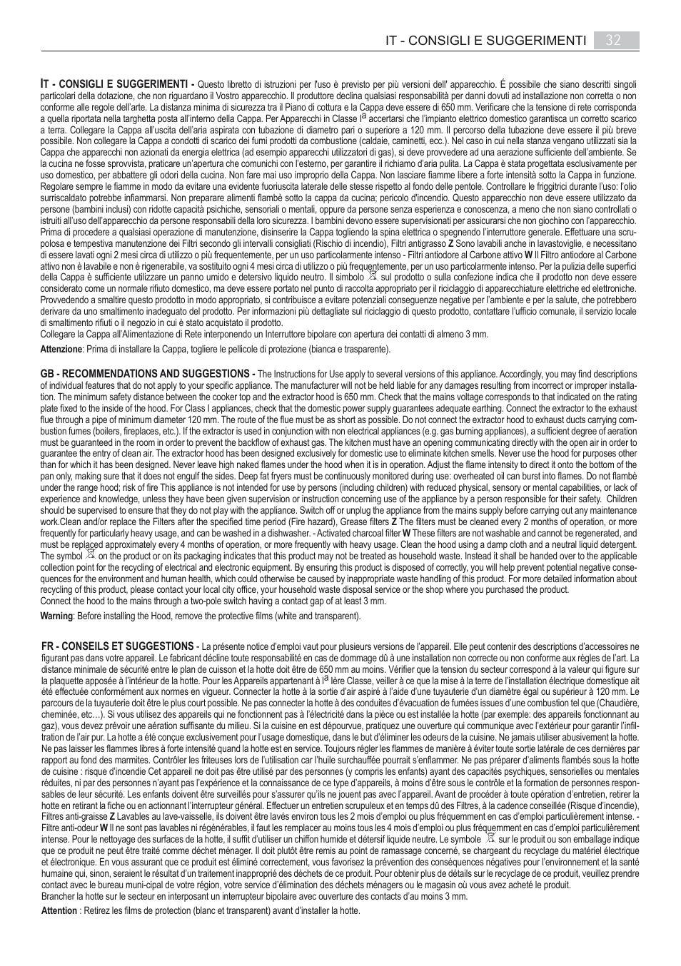 It - consigli e suggerimenti | AEG X68163BV10 User Manual | Page 32 / 48