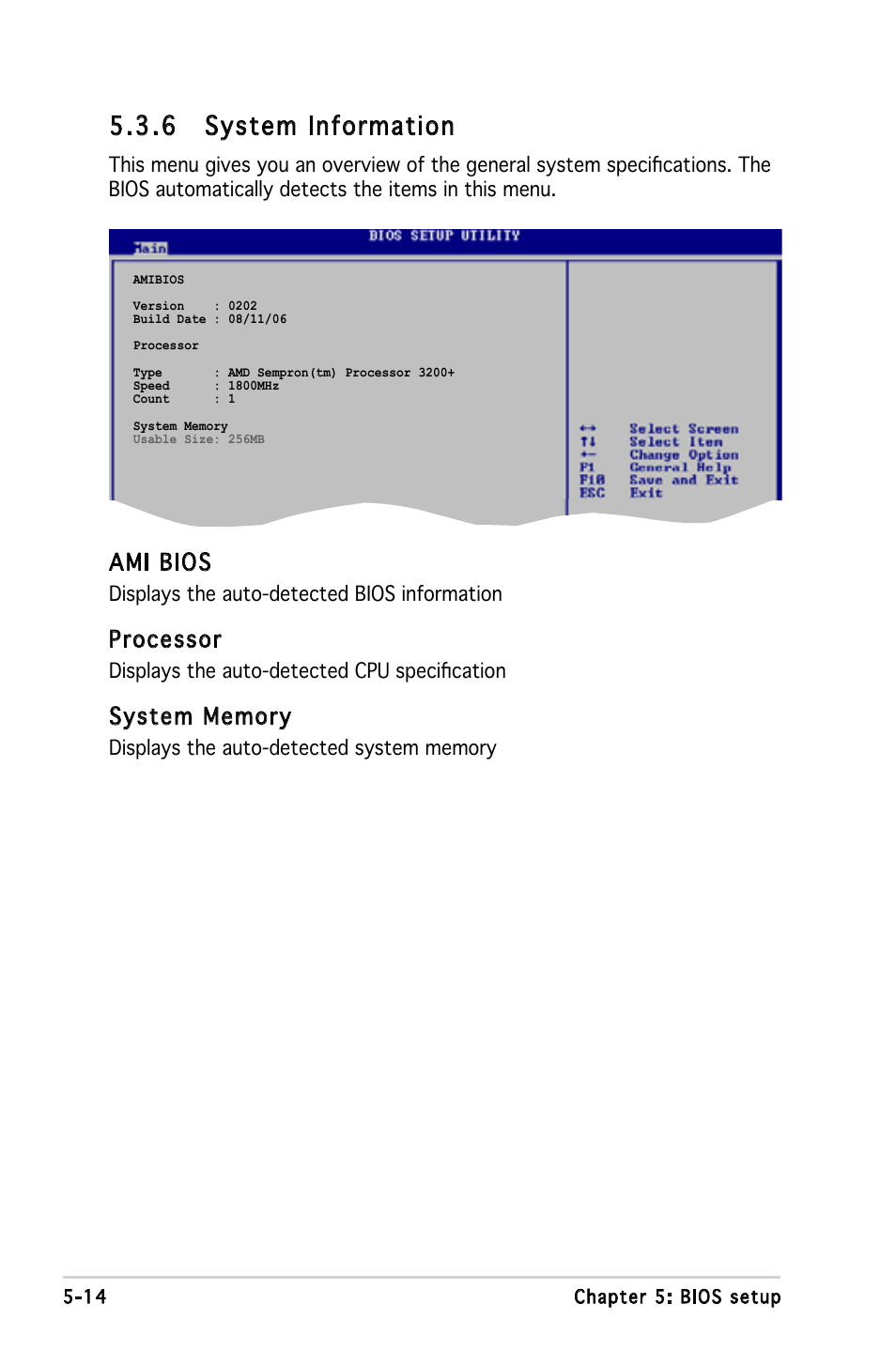 6 system information, Ami bios, Processor | Asus T3-M2NC51PV User Manual | Page 68 / 88