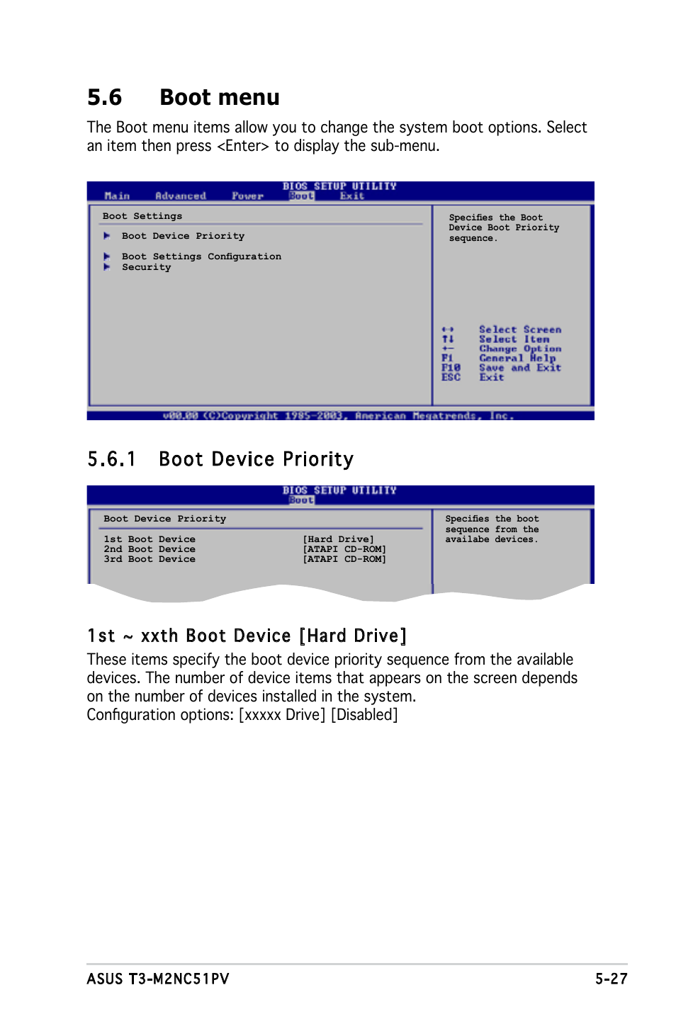 6 boot menu, 1 boot device priority, 1st ~ xxth boot device [hard drive | Asus T3-M2NC51PV User Manual | Page 81 / 88