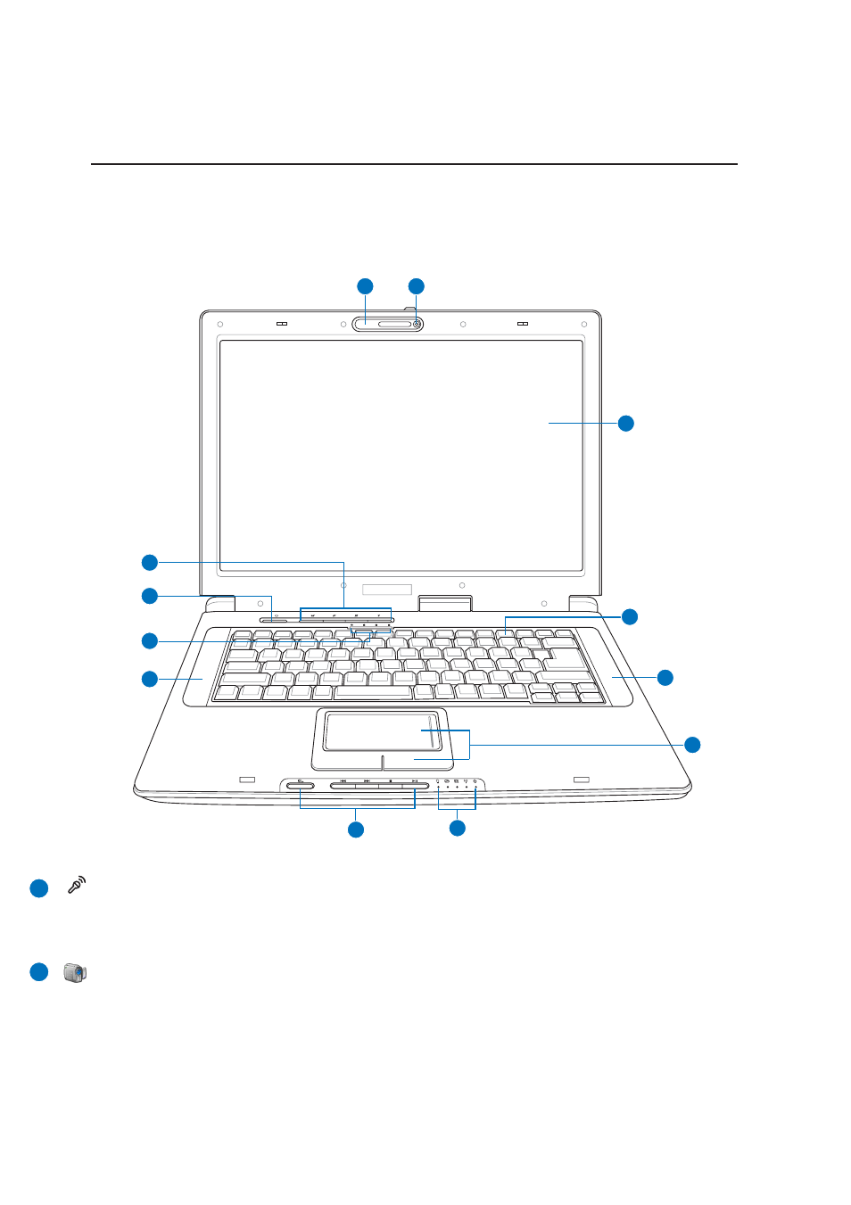 Top side | Asus E2160 User Manual | Page 12 / 74