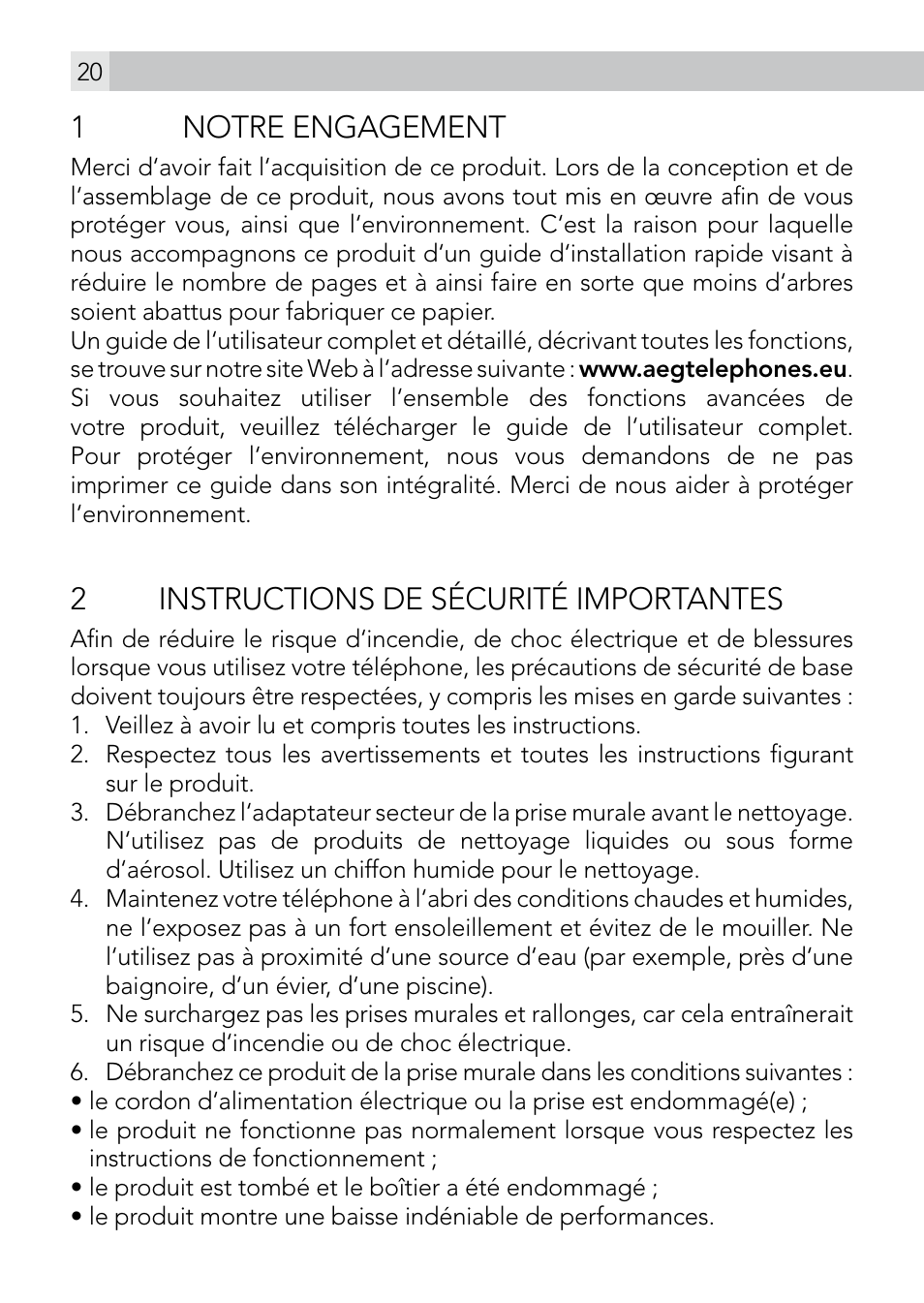 1notre engagement, 2instructions de sécurité importantes | AEG Voxtel smart3 User Manual | Page 20 / 80