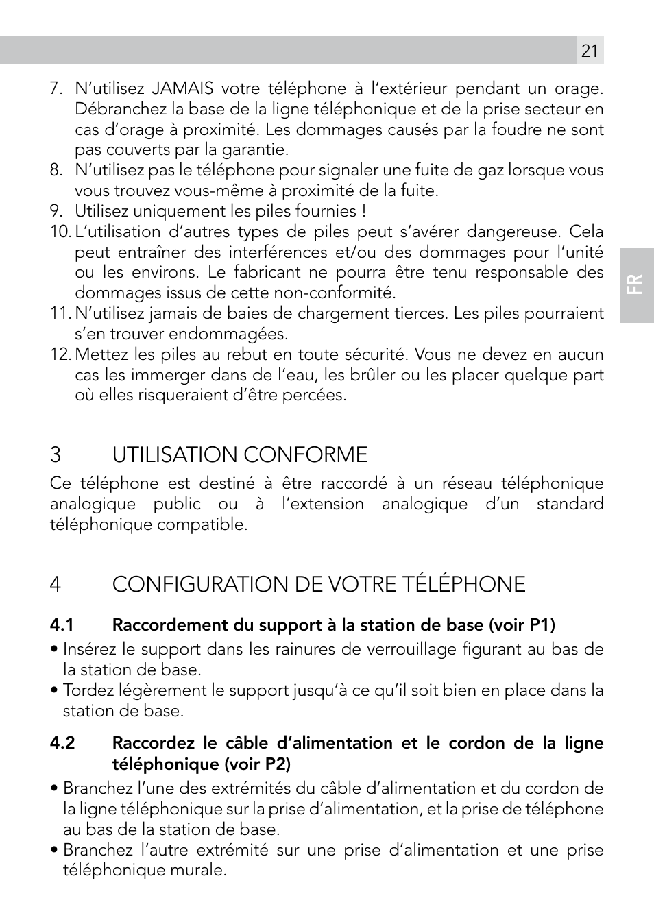 3utilisation conforme, 4configuration de votre téléphone | AEG Voxtel smart3 User Manual | Page 21 / 80
