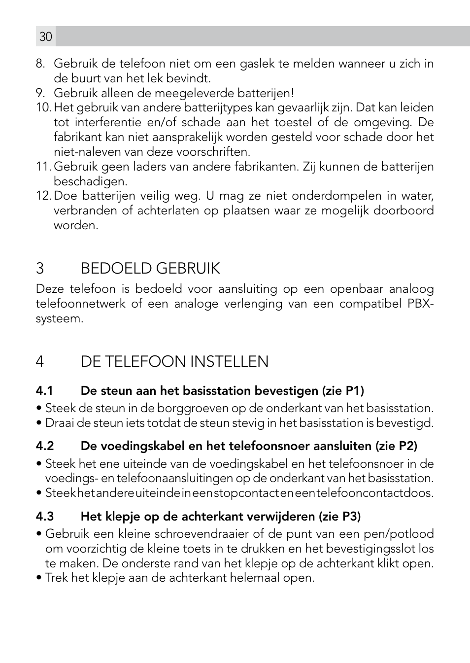 3bedoeld gebruik, 4de telefoon instellen | AEG Voxtel smart3 User Manual | Page 30 / 80
