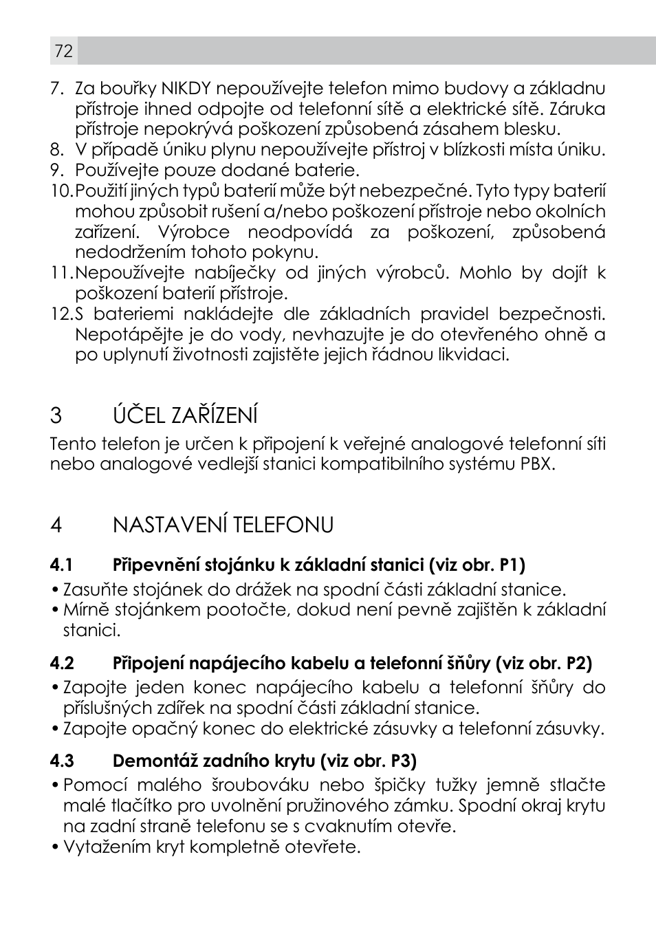 3účel zařízení, 4nastavení telefonu | AEG Voxtel smart3 User Manual | Page 72 / 80