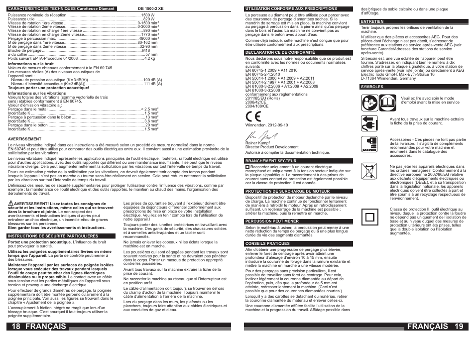 Français | AEG DB 1500-2 XE User Manual | Page 10 / 35