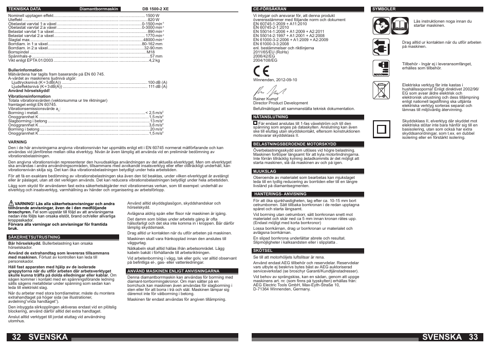 Svenska | AEG DB 1500-2 XE User Manual | Page 17 / 35