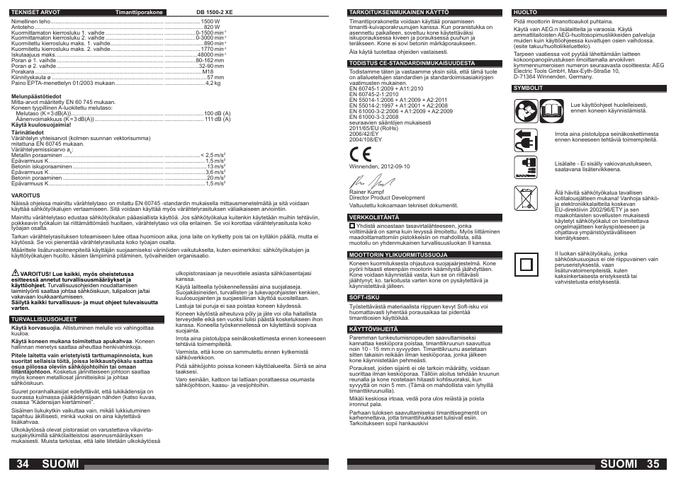 Suomi | AEG DB 1500-2 XE User Manual | Page 18 / 35