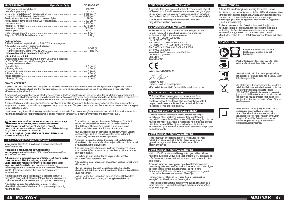 Magyar | AEG DB 1500-2 XE User Manual | Page 24 / 35