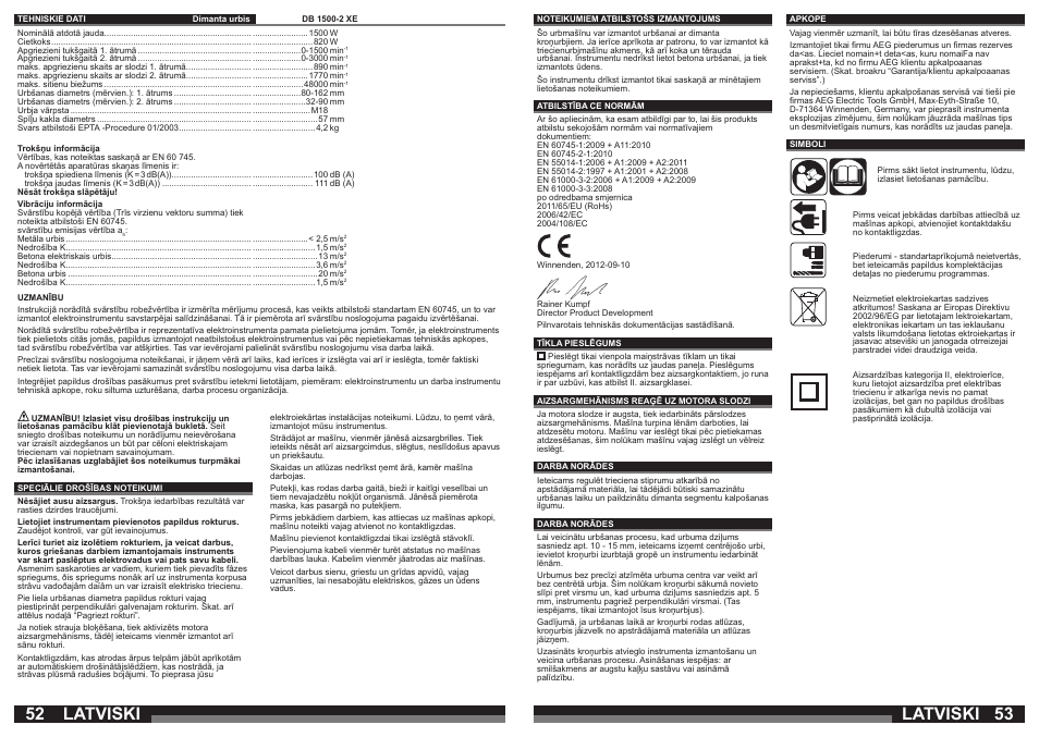 Latviski | AEG DB 1500-2 XE User Manual | Page 27 / 35