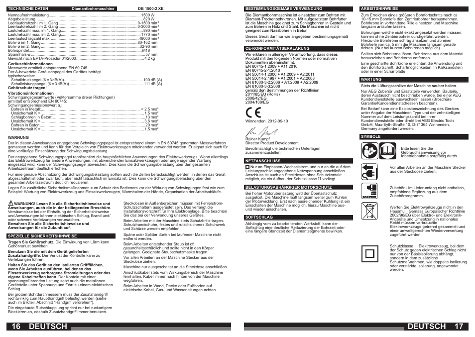 Deutsch | AEG DB 1500-2 XE User Manual | Page 9 / 35