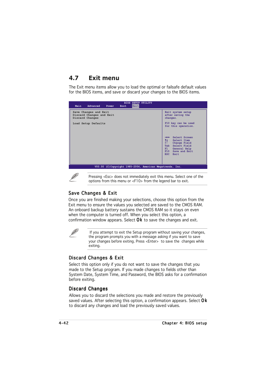 7 exit menu, Discard changes & exit, Discard changes | Save changes & exit | Asus A8N32-SLI User Manual | Page 110 / 164