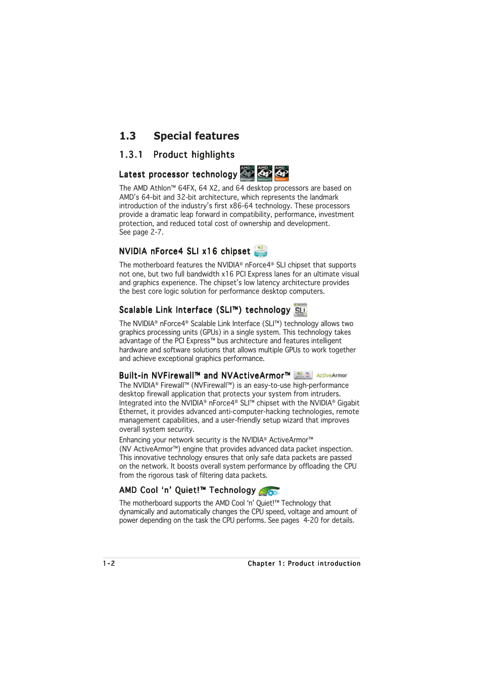 3 special features | Asus A8N32-SLI User Manual | Page 18 / 164