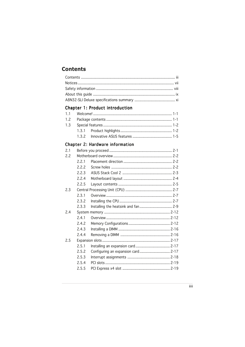 Asus A8N32-SLI User Manual | Page 3 / 164