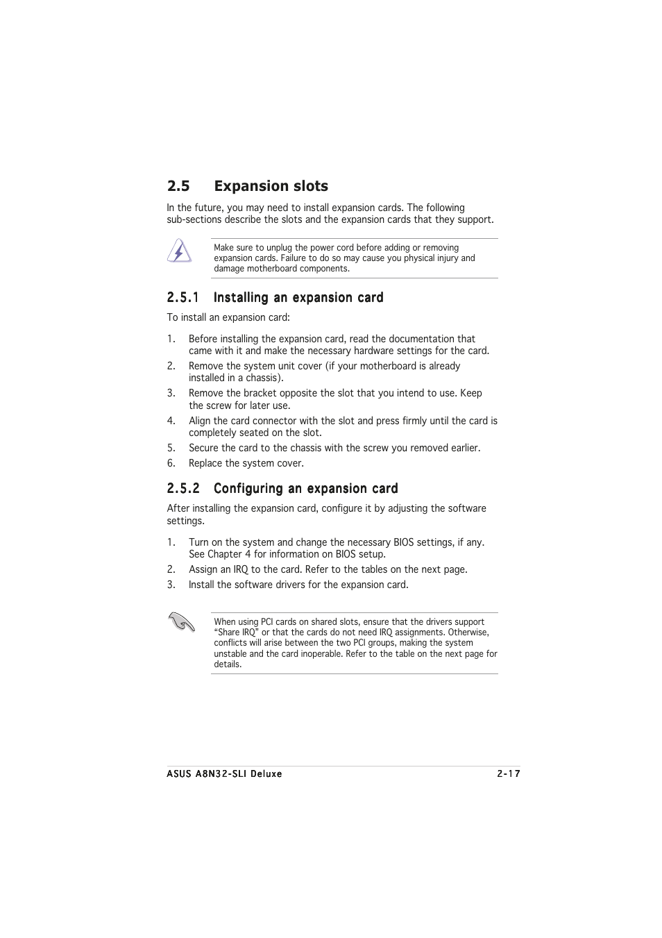 5 expansion slots | Asus A8N32-SLI User Manual | Page 43 / 164