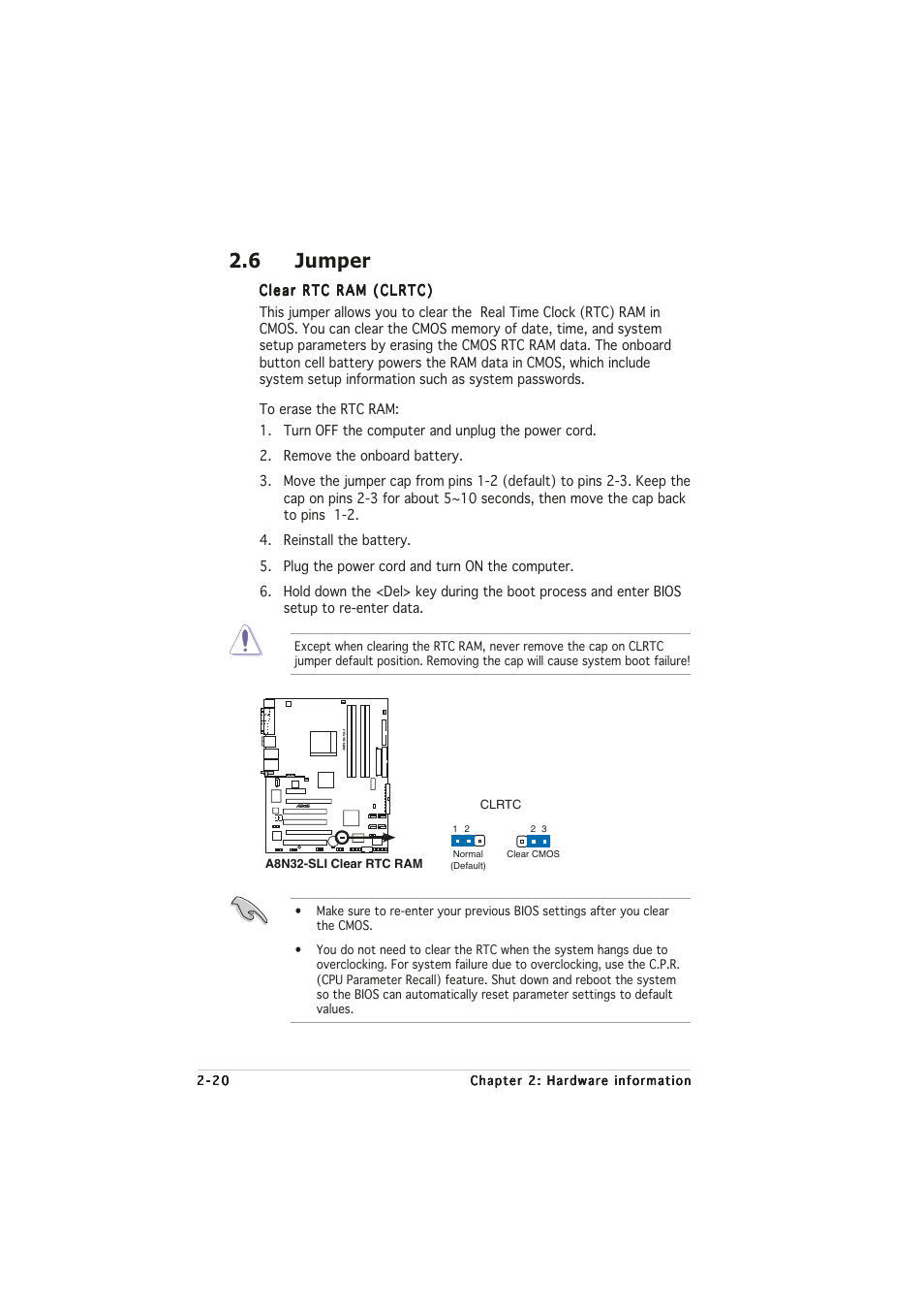 6 jumper | Asus A8N32-SLI User Manual | Page 46 / 164