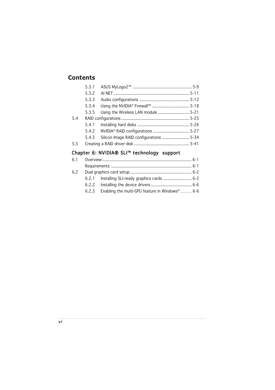 Asus A8N32-SLI User Manual | Page 6 / 164