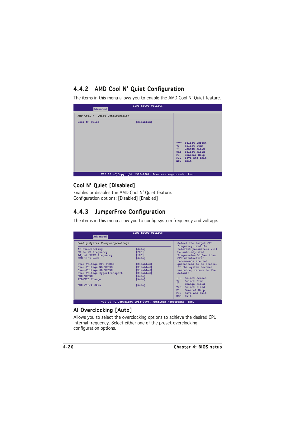 Cool n’ quiet [disabled, Ai overclocking [auto | Asus A8N32-SLI User Manual | Page 88 / 164