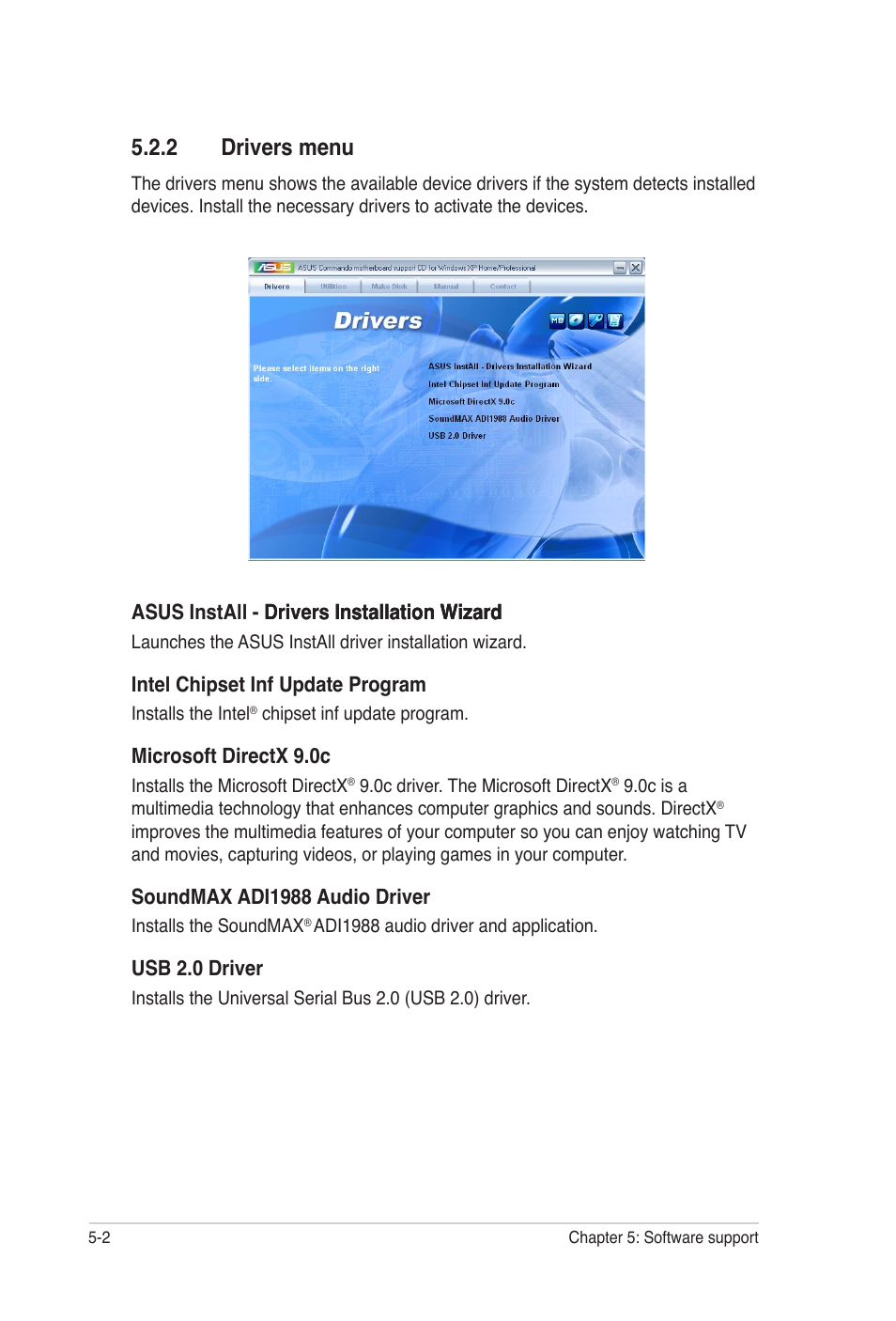 2 drivers menu | Asus E2938 User Manual | Page 112 / 154