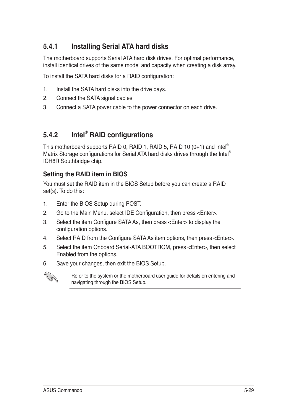 1 installing serial ata hard disks, 2 intel® raid configurations, 2 intel | Raid configurations | Asus E2938 User Manual | Page 139 / 154