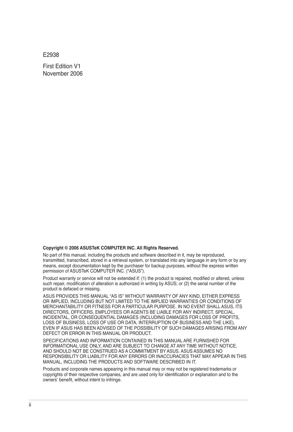 Asus E2938 User Manual | Page 2 / 154