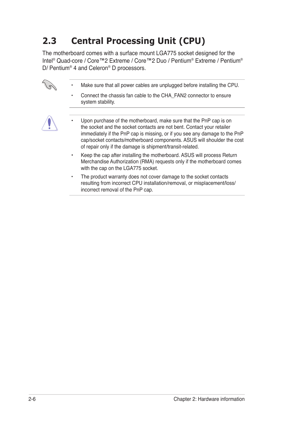 3 central processing unit (cpu) | Asus E2938 User Manual | Page 30 / 154