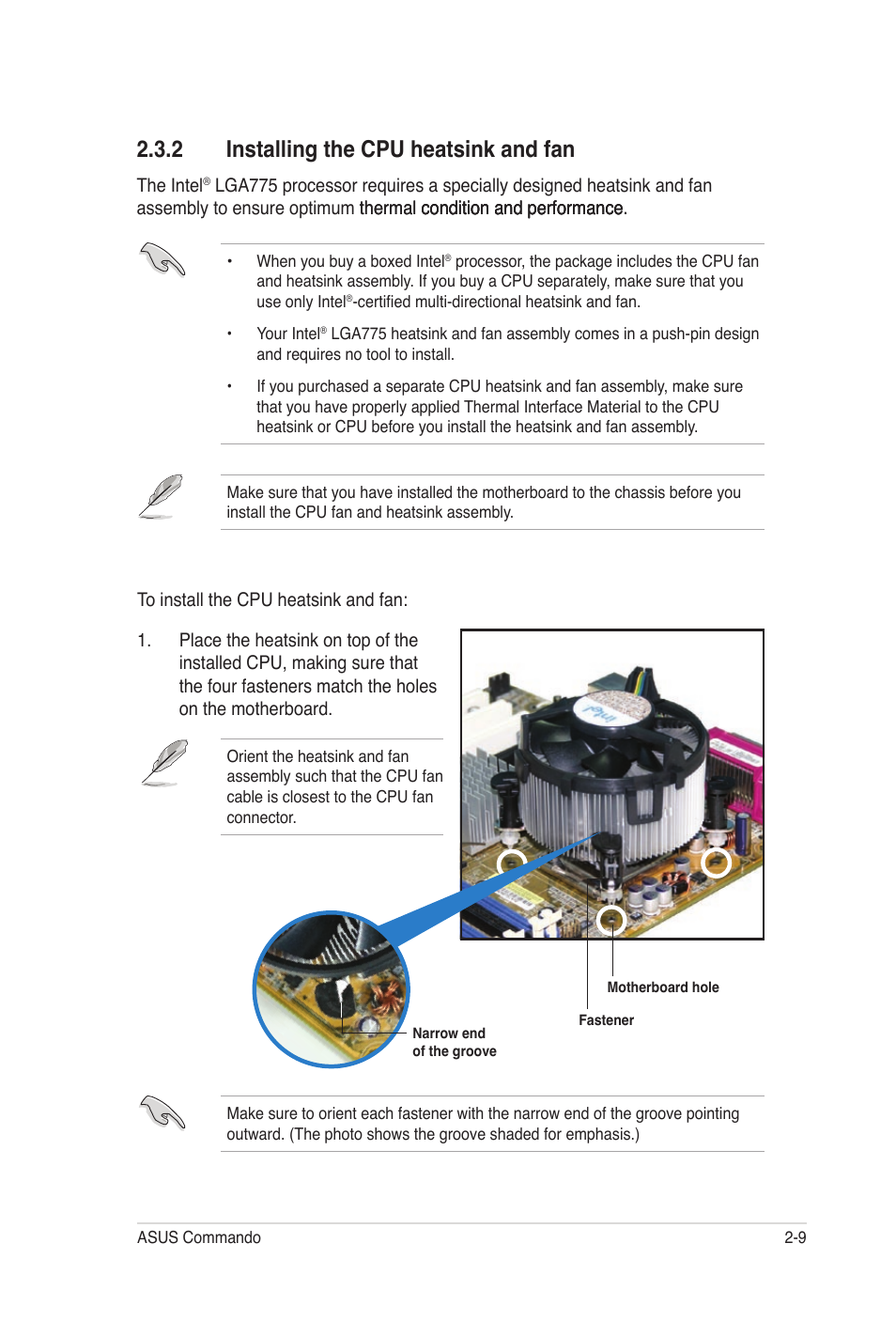 2 installing the cpu heatsink and fan | Asus E2938 User Manual | Page 33 / 154