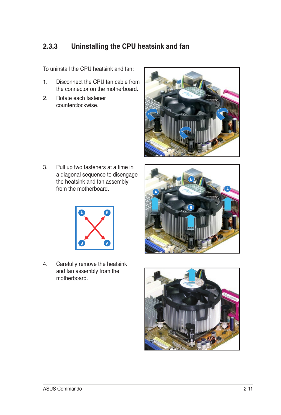 3 uninstalling the cpu heatsink and fan | Asus E2938 User Manual | Page 35 / 154