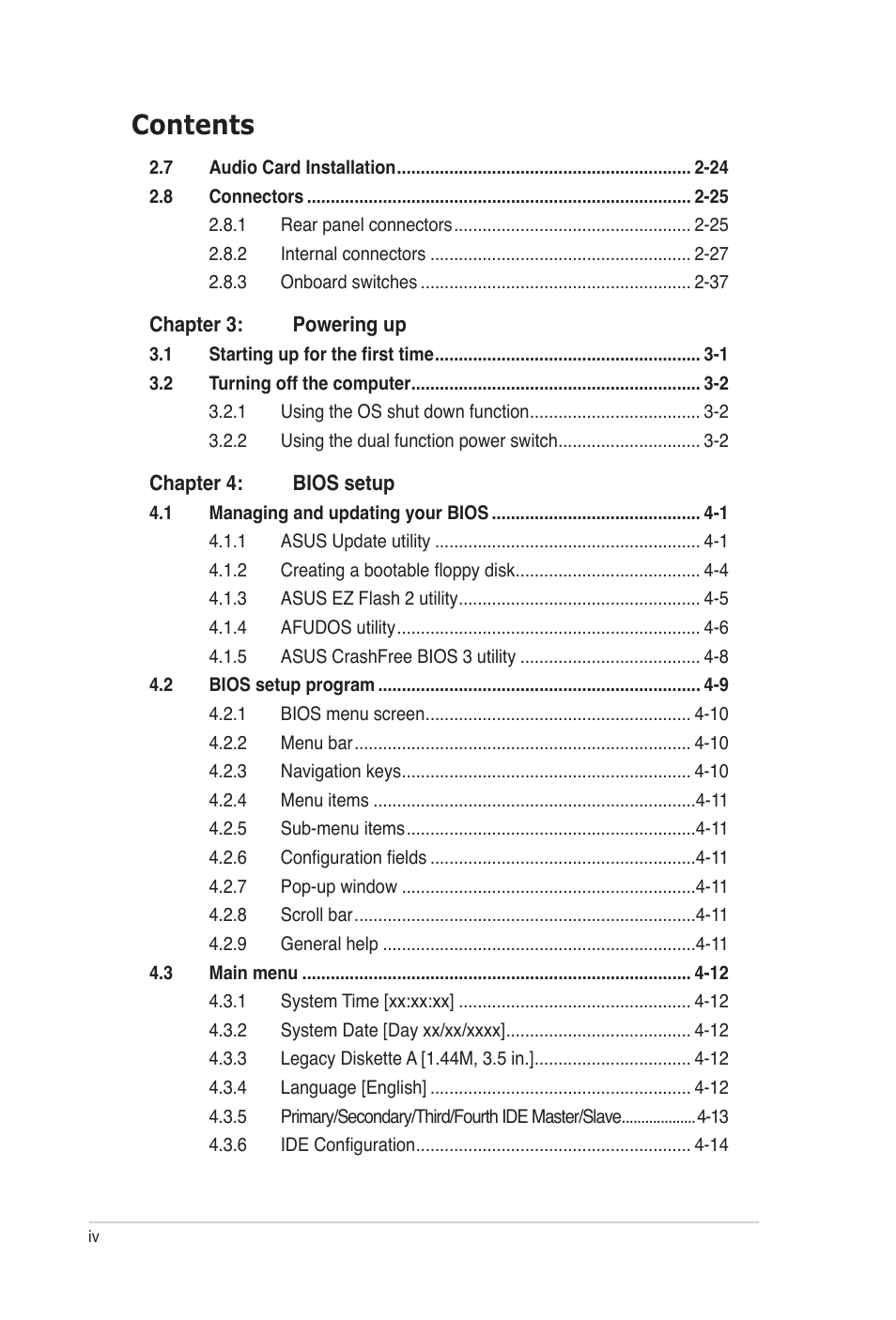 Asus E2938 User Manual | Page 4 / 154