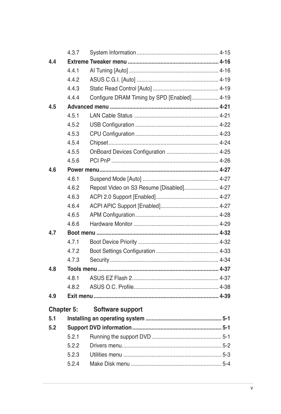 Asus E2938 User Manual | Page 5 / 154