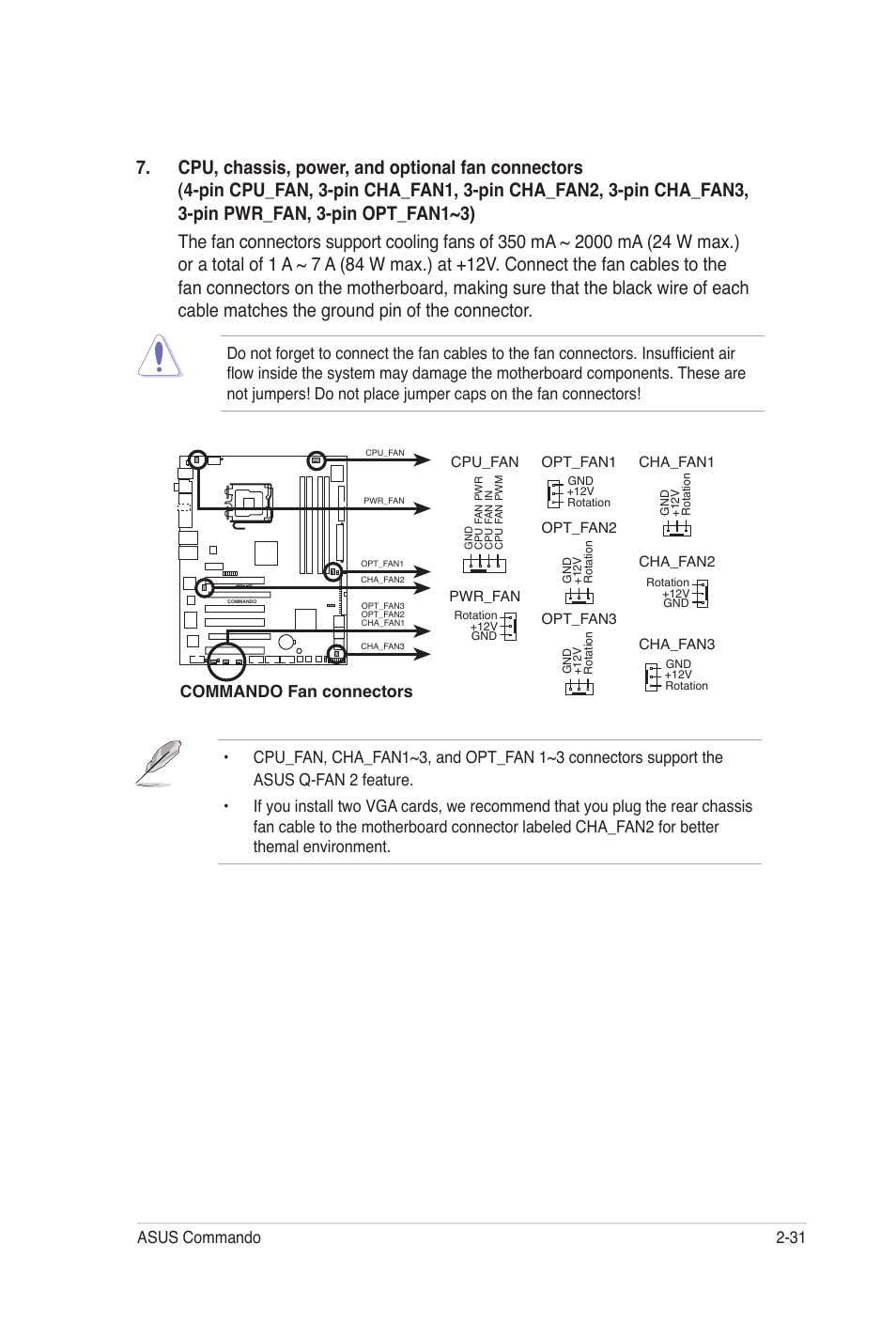 Asus commando 2-31, Commando fan connectors | Asus E2938 User Manual | Page 55 / 154