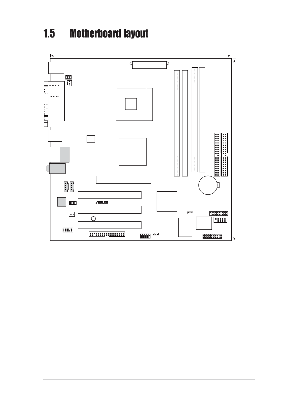 5 motherboard layout, 4cm (9.6in) | Asus P4S533-MX User Manual | Page 17 / 64