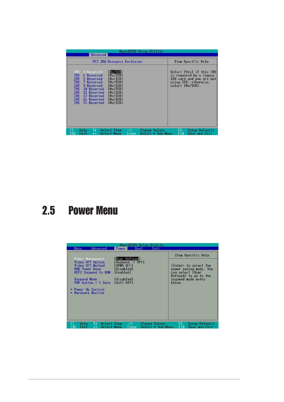 5 power menu | Asus P4S533-MX User Manual | Page 54 / 64