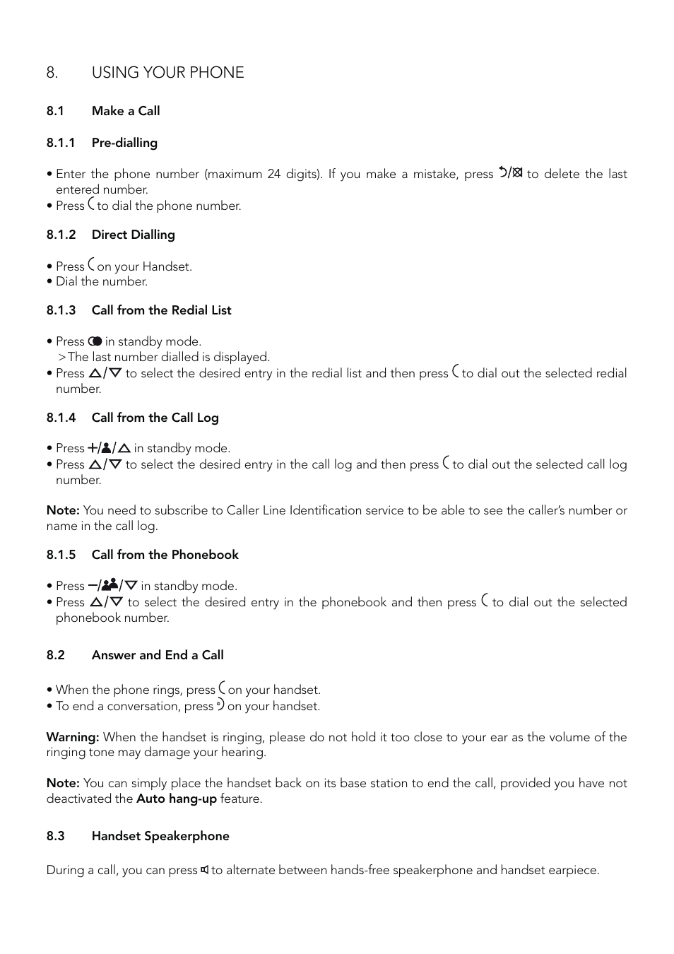Using your phone | AEG Eclipse 10 User Manual | Page 10 / 34