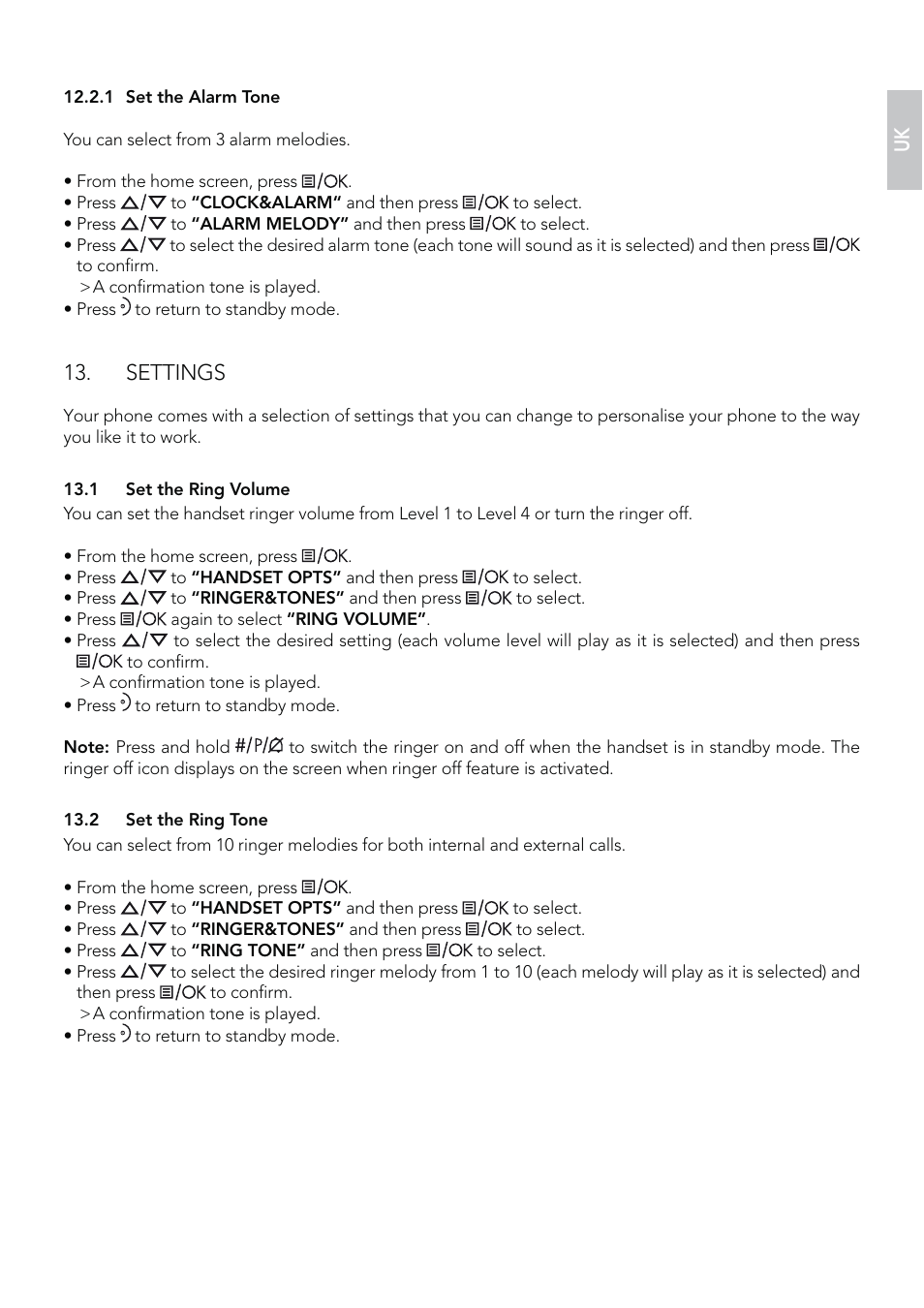 Settings | AEG Eclipse 10 User Manual | Page 19 / 34