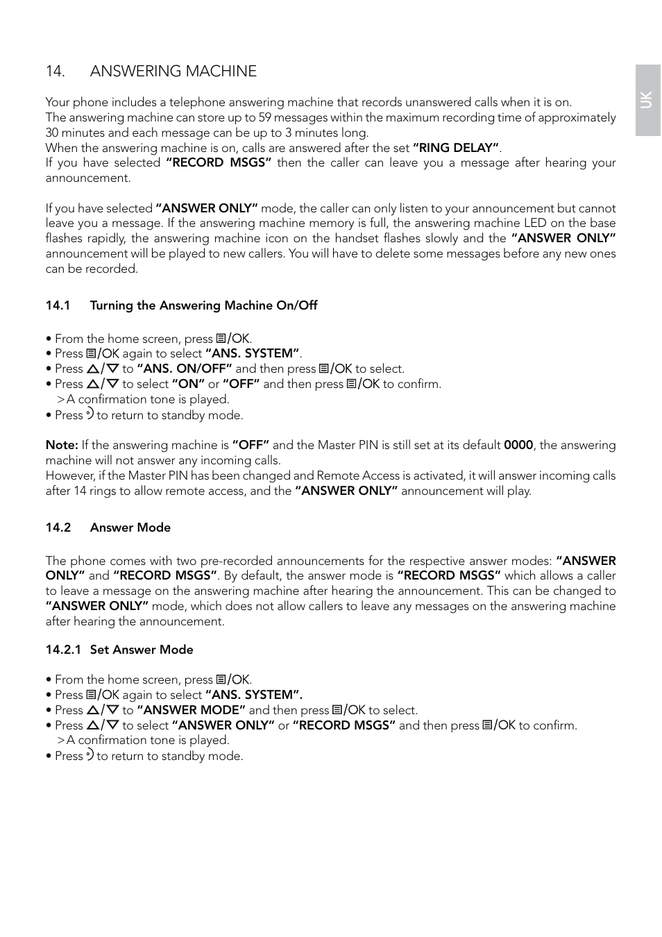 Answering machine | AEG Eclipse 10 User Manual | Page 23 / 34