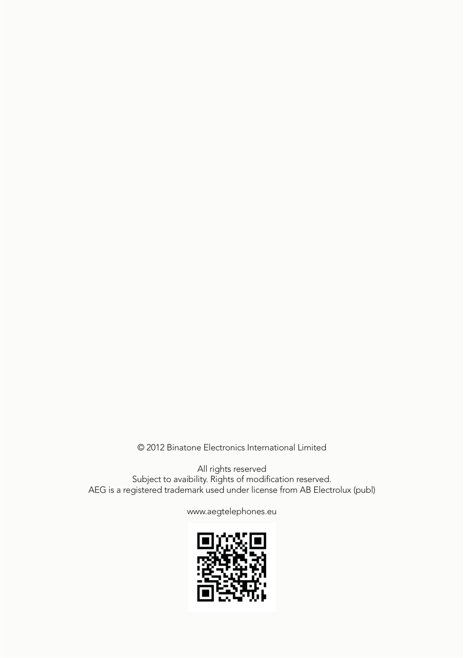 AEG Eclipse 10 User Manual | Page 34 / 34