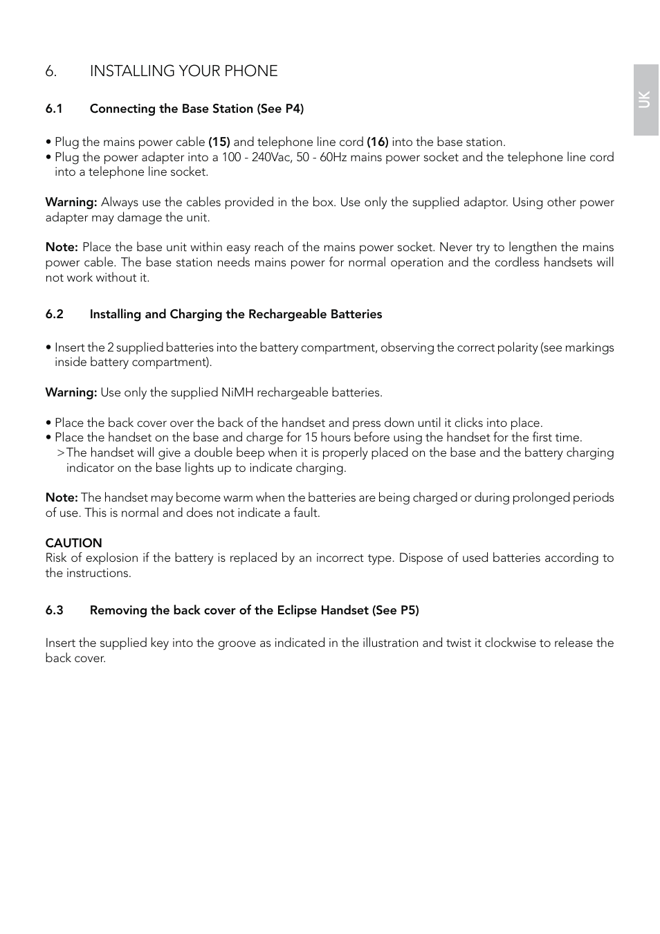 Installing your phone | AEG Eclipse 10 User Manual | Page 5 / 34