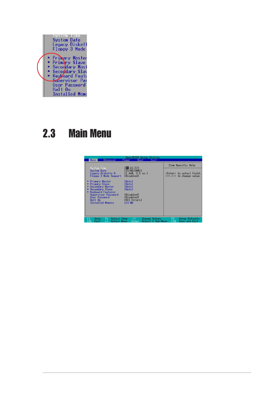 3 main menu | Asus P4SDX User Manual | Page 41 / 64