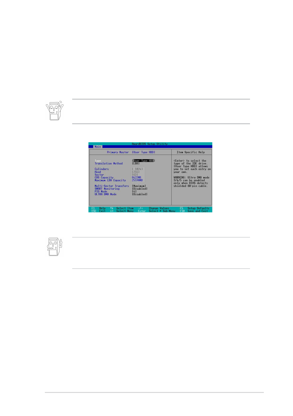 Type [auto, User type hdd | Asus P4SDX User Manual | Page 43 / 64