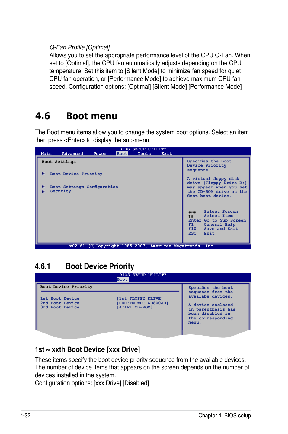 6 boot menu, 1 boot device priority, 1st ~ xxth boot device [xxx drive | Asus DELUXE SERIES M3A32-MVP User Manual | Page 104 / 176