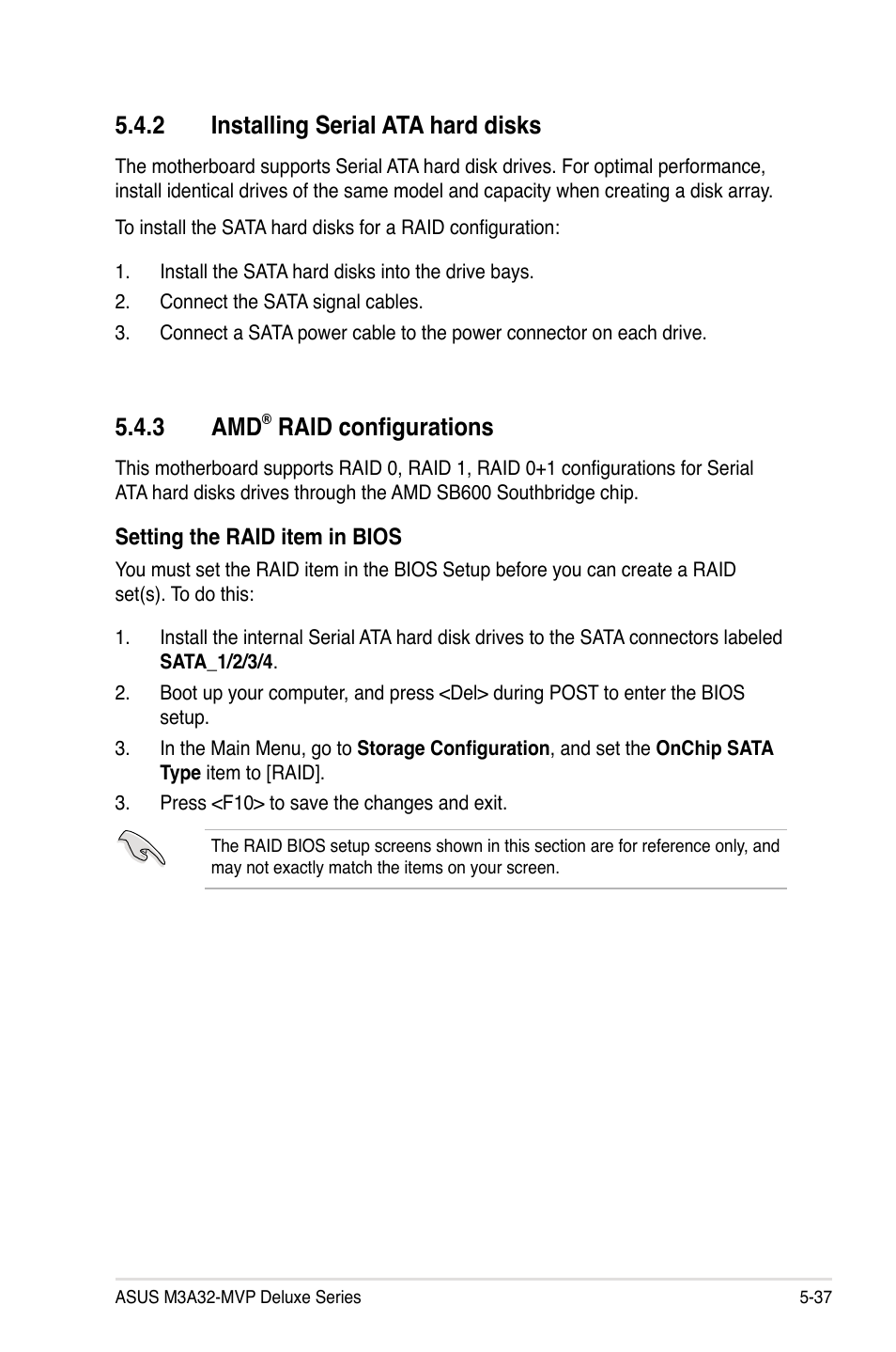 3 amd, Raid configurations, 2 installing serial ata hard disks | Asus DELUXE SERIES M3A32-MVP User Manual | Page 149 / 176