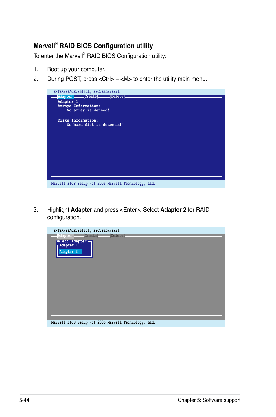 Marvell, Raid bios configuration utility | Asus DELUXE SERIES M3A32-MVP User Manual | Page 156 / 176