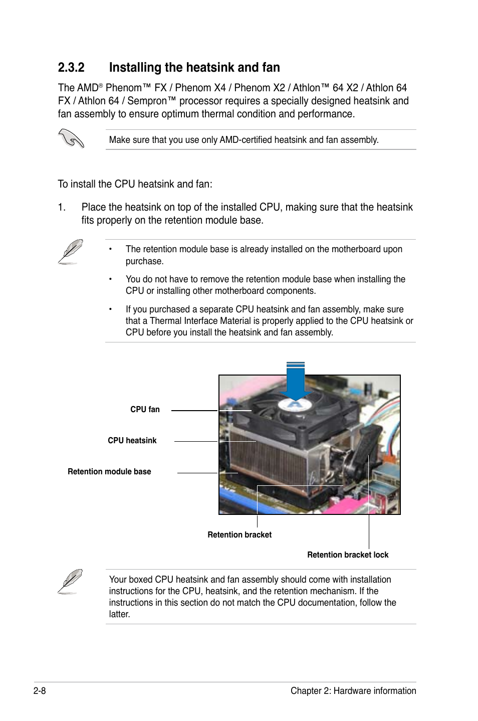 2 installing the heatsink and fan | Asus DELUXE SERIES M3A32-MVP User Manual | Page 34 / 176