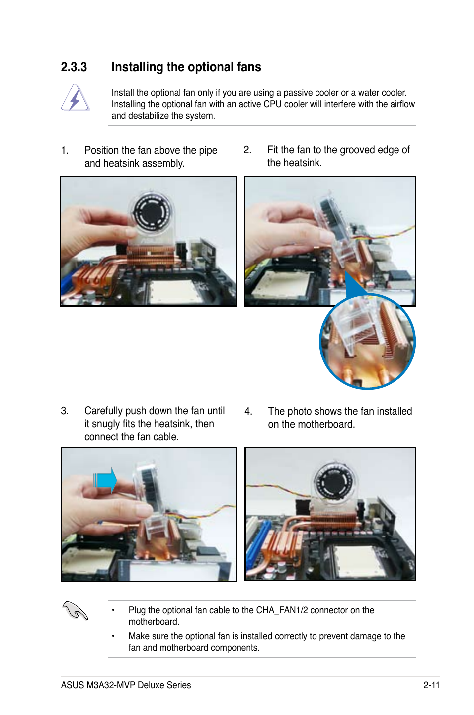 3 installing the optional fans | Asus DELUXE SERIES M3A32-MVP User Manual | Page 37 / 176