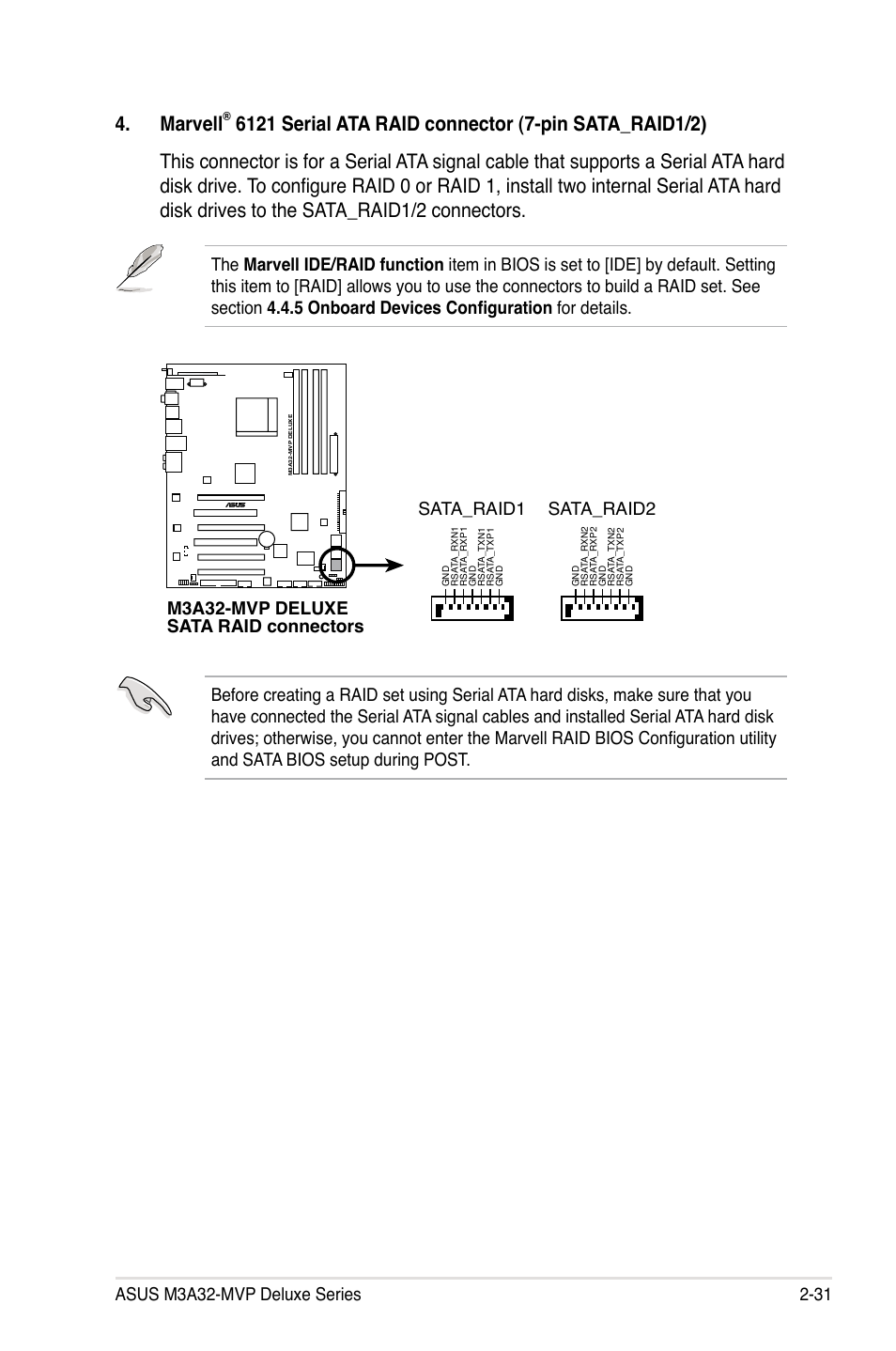 Marvell, M3a32-mvp deluxe sata raid connectors, Sata_raid1 sata_raid2 | Asus DELUXE SERIES M3A32-MVP User Manual | Page 57 / 176