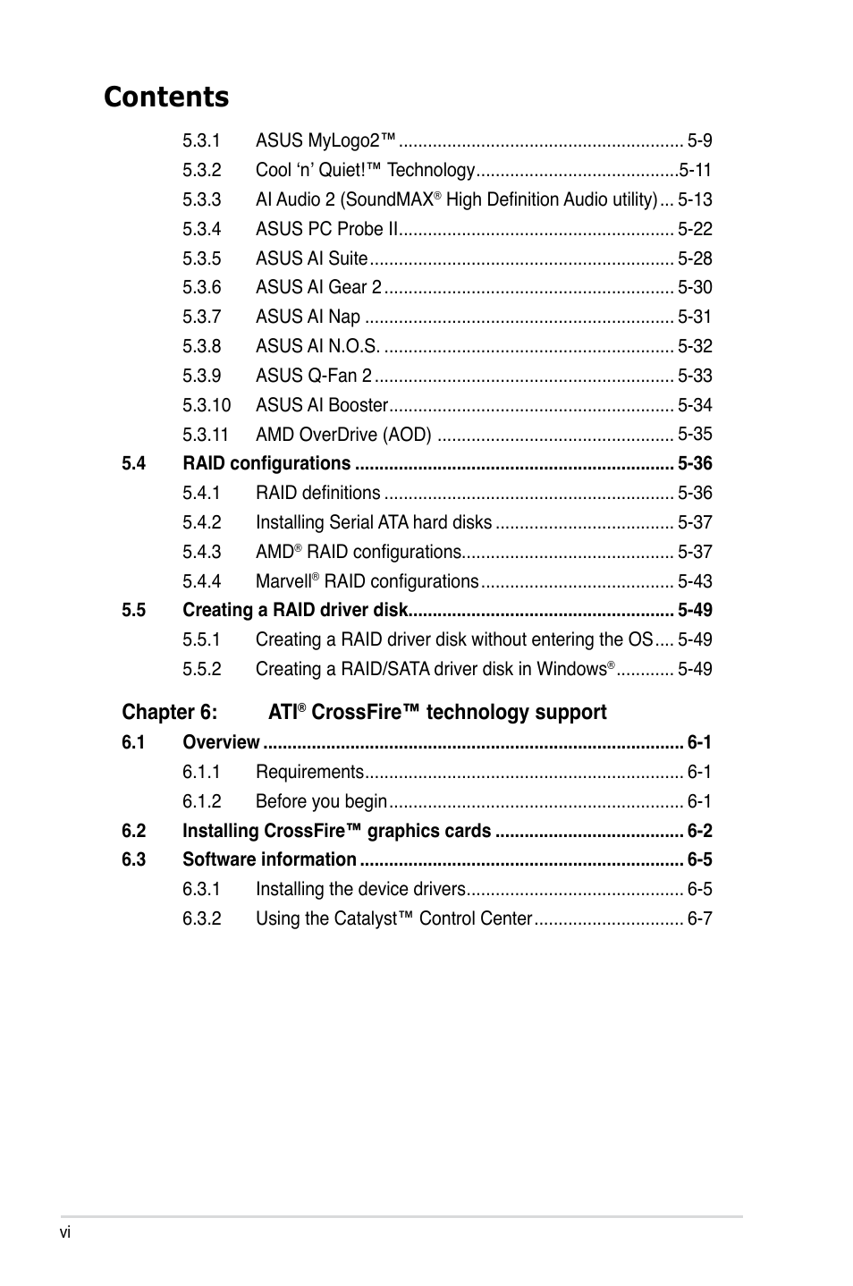 Asus DELUXE SERIES M3A32-MVP User Manual | Page 6 / 176