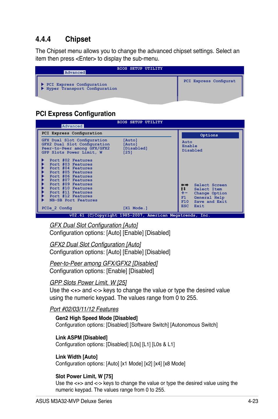 4 chipset, Pci express configuration | Asus DELUXE SERIES M3A32-MVP User Manual | Page 95 / 176