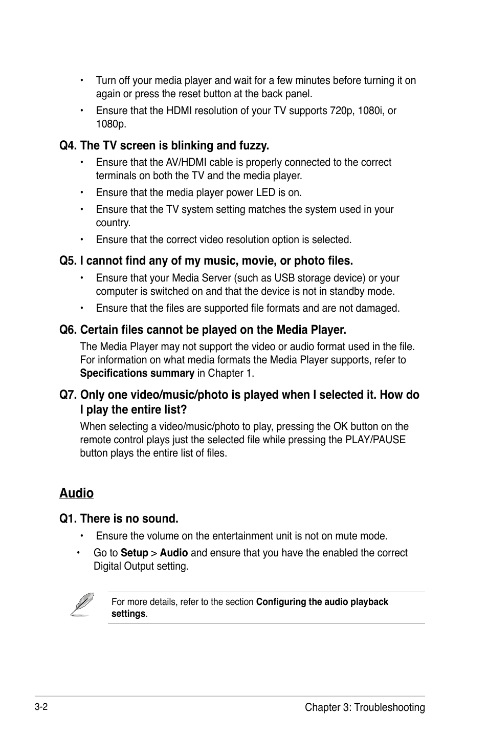 Audio, Audio -2 | Asus O!PLAY MINI E6072 User Manual | Page 32 / 44